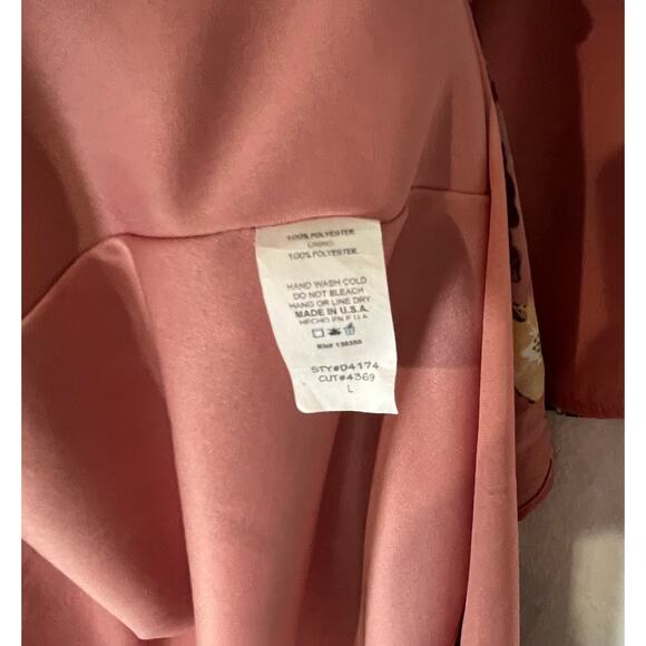 NEW Peppermint Brand Dusty Rose Floral Chiffon Wrap Dress Sz LG Summer Easter - Picture 10 of 11